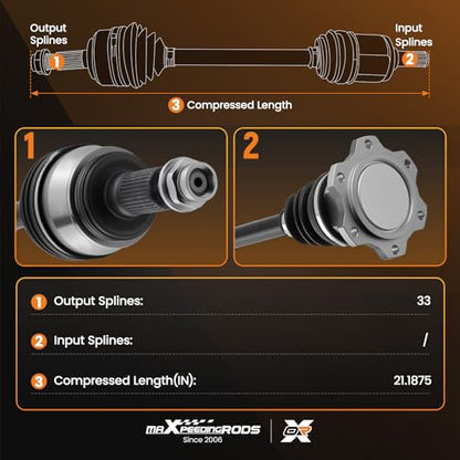 maXpeedingrods Front Left and Right CV Axle Shaft Assembly for Chevy - size: Front Driver or Passenger Side