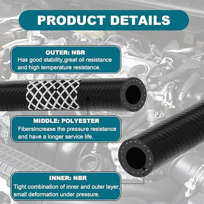 Eunice 1/4 Inch（6mm) ID Fuel Line Hose, 20 FT NBR Rubber Hose - size: 1/4" ID 20FT