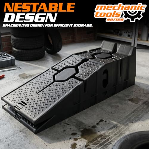 MoNiBloom Car Ramps Set of 2, Heavy-Duty 2.5 Ton (5000 lb)