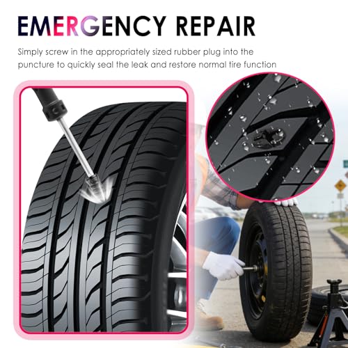 Salior 60PCS Tire Repair Rubber Nail Kit,2026 New Tire Repair Kit with 4 Sizes for Tubeless Tires Puncture,Screw in Tires Repairs Plugs as Emergency Roadside Fix for Car/Motorcycle
