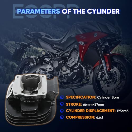 ECCPP 195CC Top End Rebuild Kit for Yamaha for YFS200 Blaster 1988-2006 - size: 2XJ-11311-02-00