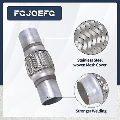 2PCS Exhaust Flex Pipe Stainless Steel Braid 2" x 4" w/Ends 8" Long - size: 2"x4"x8"