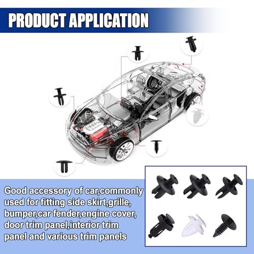 100PCS Car Bumper Retainer Clip with Fastener Remover - size: 100PCS&1Tool