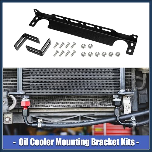 Universal Oil Cooler Mounting Bracket Kit 330mm Aluminum Alloy Engine Oil Cooler Radiator Adapter Kit Oil Cooler Bracket Kit Black Transmission Oil Cooler Mounting Kit Stylish Design