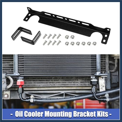 Universal Oil Cooler Mounting Bracket Kit 330mm Aluminum Alloy Engine Oil Cooler Radiator Adapter Kit Oil Cooler Bracket Kit Black Transmission Oil Cooler Mounting Kit Stylish Design