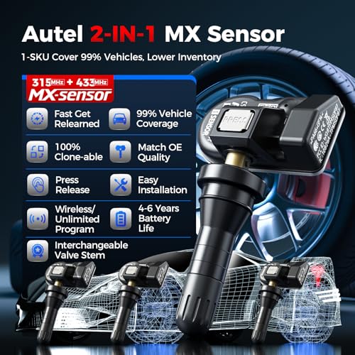 Autel TPMS Sensors Set of 4, MaxiTPMS MX-Sensor 315+433MHz OE Quality