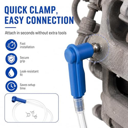 Brake Bleeder Kit, One Way Check Valve Brake Fluid Hose Hydraulic Bleeding Tool with Clamps, Heavy Duty Tube Bleeding Tool Kit for Car Motorcycle Clutch, Car Accessories (Blue) - color: Blue