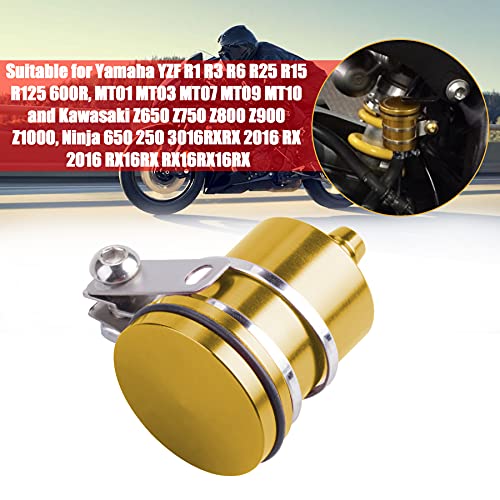 Universal Motorcycle Aluminum Brake Fluid Reservoir Oil Cup Fit For Yamaha Kawasaki Honda Suzuki BMW and more (Gold) - color: gold