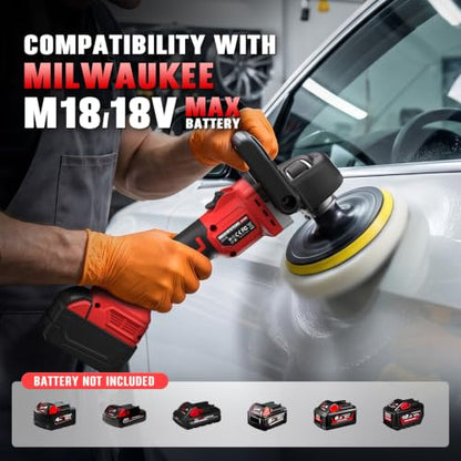 Rotary Buffer Polisher Kit for Milwaukee 18V/M18 Battery (Tool Only) - color: Red