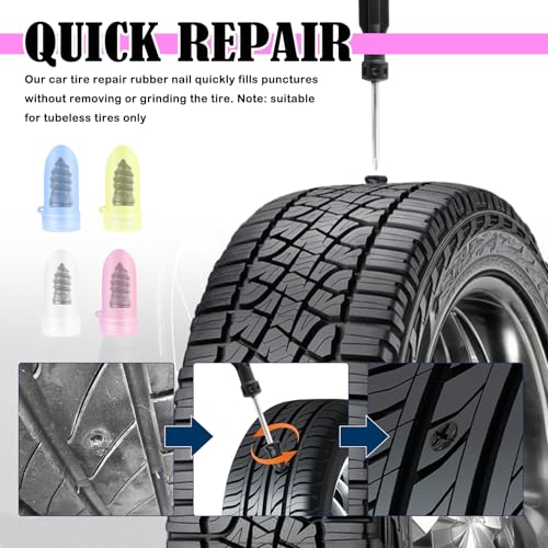 2026 Upgraded 60PCS Screw in Tire Plugs,Self-Service Tire Plugs Kit with Screwdriver for Emergency Tires Repair,Universal Tires Repair Rubber Nail Kit Car Accessories