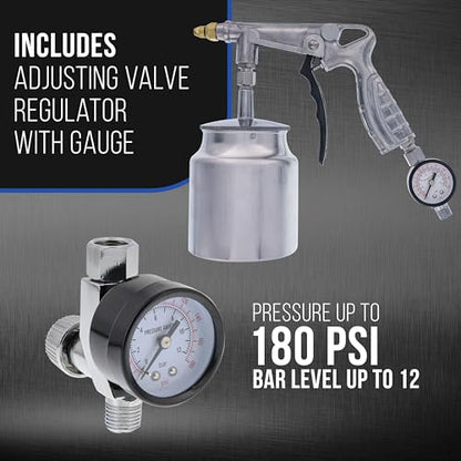 Master Elite Undercoating Spray Gun with Regulator, 25 oz Suction Feed Cup