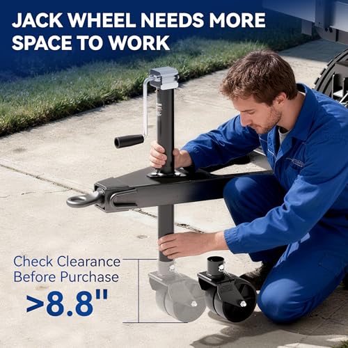2000lbs Dual 6" Trailer Jack Swivel Caster, Wheel Replacement - color: Black