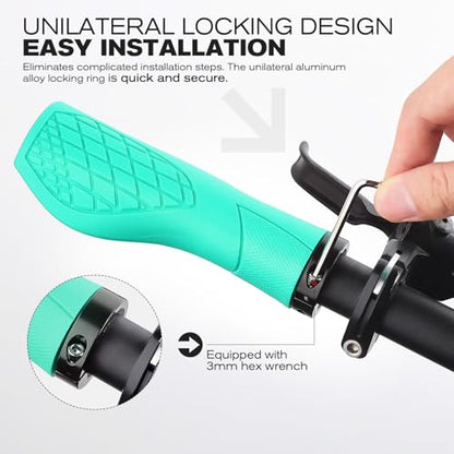 GXCROR Bike Grips,Ergonomic Bicycle Handlebars Grips Shock Absorbing Dual-Density Silicone,Universal 22.2mm Fit with 3D Non-Slip Pattern,Scooter Grips - color: Light Green