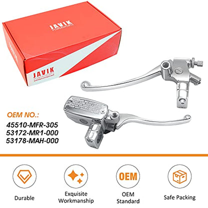 JAVIK Left & Right Brake Master Cylinder Clutch Lever for Honda VT600 VT750 VT1100 VT1300 VTX1300 VF750 (Chrome) - color: Chrome