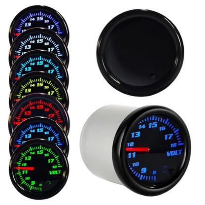 Tinted 7 Color Volt Voltmeter Gauge kit 8-18V 2-1/16"(52mm)