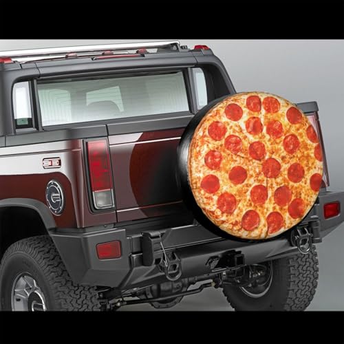 Pizza Slices Spare Tire Cover Universal Weatherproof Wheel Tire Covers Waterproof Dust-Proof Wheel Tire Protector Funny Tyre Covers for Trailer Off-Road Car Vehicle RV SUV Truck Travel 14 Inch - color: Pizza, size: 14" for tire diameter 23.6"-27.1"