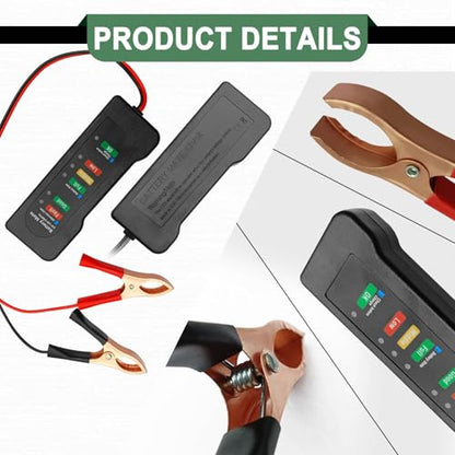 Automotive Load Tester 12V Car Battery and Alternator Tester for Automobiles Motorcycles Trucks with Digital LED Indicator for Vehicle Battery Condition and Charging System Analyzer