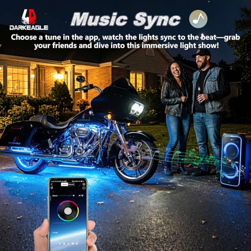 20PCS Motorcycle RGB LED Light Kit with Brake Turn Signal Dual Zone, Underglow Lights with APP/RF Remote, Neon Accent Waterproof 12V for Touring, Large Cruiser & Custom Show Motorcycle - size: 20PCS