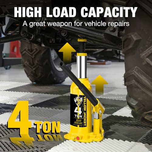 YELLOW JACKET 4 Ton Muti-Directional Welded Bottle Jack(8,000lb) with Carrying Case for Car, SUV, Auto Repair - size: 4 ton muti-directional