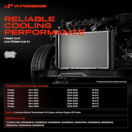 A-Premium Engine Coolant Radiator Assembly Compatible with Dodge