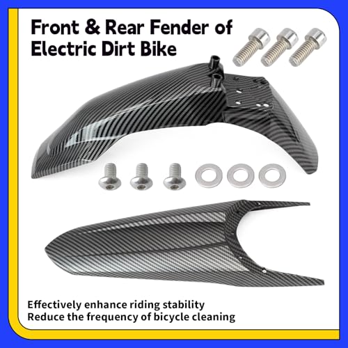 E-Bike Front and Rear Fender Compatible with Tuttio Soleil 01 Electric Dirt Bike Mud Guard Replacement for Tutti Soleil01 Electric Off-Road Motorcycle Mudguard, Carbon Fiber Texture, 2Pcs