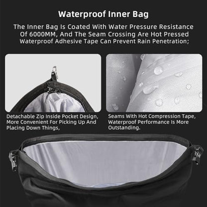 Rhinowalk Motorcycle Saddle Bag Waterproof Motor Pannier Bag Luggage Pack Quick Release Motorbike Side Bag 25L (Black)