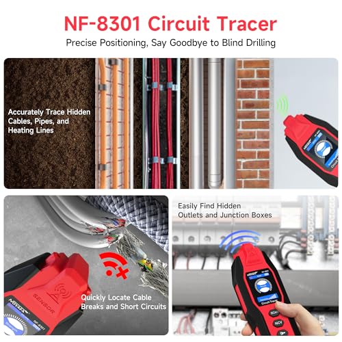 NOYAFA NF-8301 Circuit Tracer, Underground Wire Locator &Digital Multimeter