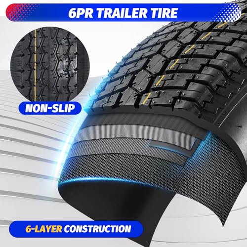Garvee 2 Pack 4.80-8 4.80x8 480-8 Trailer Tires with 8 inch Rims, 4 Lug on 4 inch, Center Bore 2.85 inch, Multi-Function Utility Trailer Tire for Travel/Landscape/Cargo/Boat/Horse/Farm/Lawn Mower - size: 4.80-8, style: 4 lug on 4"
