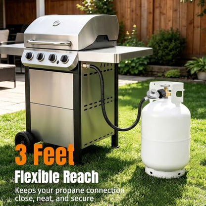 SHINESTAR 3 FT Gas Grill Regulator and Hose, 3/8" Female Flare - size: 3 Feet
