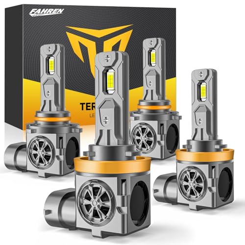 Termitor 𝐏𝐫𝐨-𝐆𝐫𝐚𝐝𝐞 H11 9005 Light Bulbs Combo, 𝟐𝟎𝟎,𝟎𝟎𝟎𝐋𝐌 Brightness, 6500K Bright White Light, DIY Easy Install, 95K+ Hrs, IP68, OE Sizing, Pack Of 4 - size: M1 H11+9005