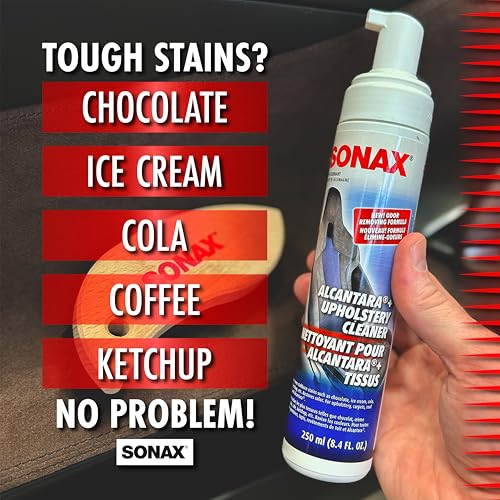 SONAX Upholstery & Alcantara Cleaner Foam, Car Interior Cleaner, 250 ml - size: 8.4 Fl Oz (Pack of 1)