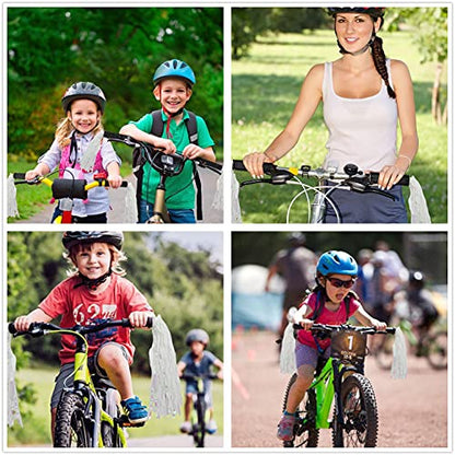 Bike Handlebar Grips with Tassel for Girls Boys and Kids - color: Black & Streamers