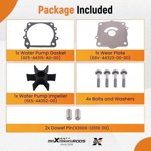 maXpeedingrods Water Pump Impeller Kit for Yamaha Engine Models 4 Stroke - size: For 75 90 115 HP 2002-2017