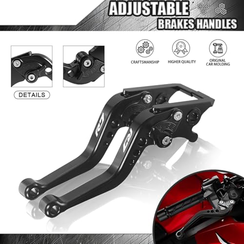 R7 CNC Motorcycle Adjustable Brake Clutch Levers Short Compatible with Yamaha YZF-R7 R7 2021 2022 2023 2024 Adjustable Handlebars Brake and Clutch Levers Set (Black) - size: R7 Black