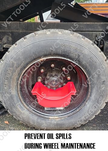 VCT Truck and Trailer Wheel Axle Seal Oil Drain & Drip Pan, 2.5L Oil Pan, 2/3 Gallon Reusable for Trucks & Trailers Wheel Hub Red 2-Pack