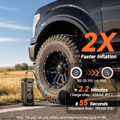 OlarHike Tire Inflator Portable Air Compressor,Dual Power-3*2000mAh &12V DC - color: 1-gray