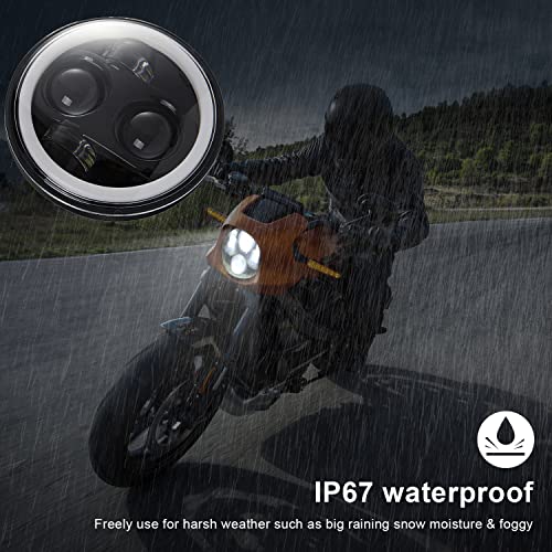 Shkalacar 3/4'' 5.75 inch LED Headlight Round, Motorcycle Projector Headlamp Super Wide Angle Driving Light