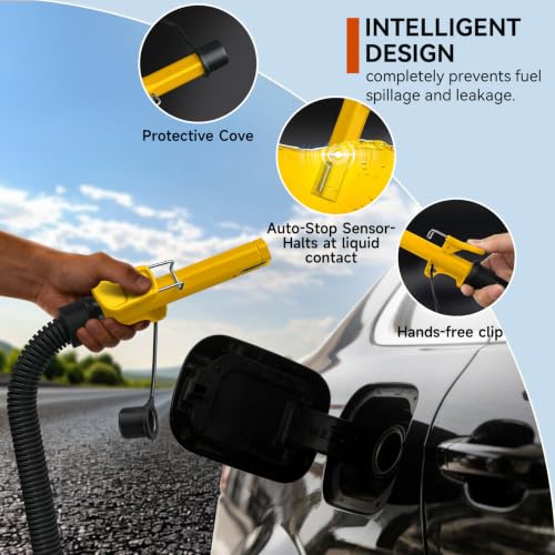 Fuel Transfer Pump with Auto-Stop,4.2 GPM electric gas can pump. - color: Yellow