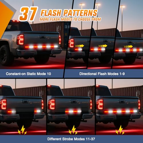 Nilight 60 Inch Emergency Strobe Light Strips with Controller Red White - color: 60" Tailgate Strobe w/ Controller Red/White