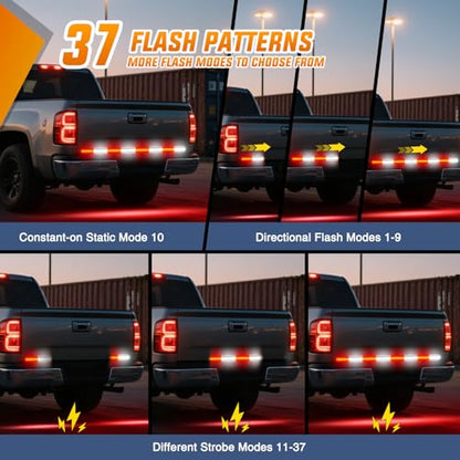 Nilight 60 Inch Emergency Strobe Light Strips with Controller Red White - color: 60" Tailgate Strobe w/ Controller Red/White