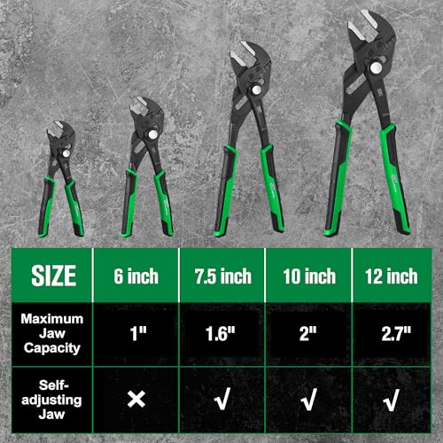 SK Pliers Wrench Set, Adjustable Parallel Smooth Jaw, 6'', 7.5'', 10''&12'' - size: 6-inch, 7.5-inch, 10-inch, 12-inch Set