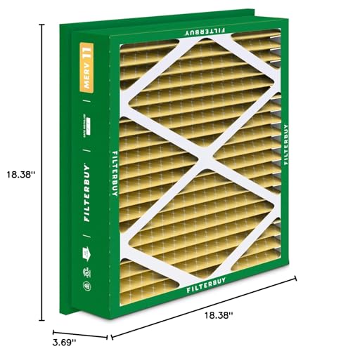 Filterbuy 20x20x5 Air Filter MERV 11 Pet & Allergy Defense (4-Pack) - style: 20x20x5 (Actual: 18.38 x 18.38 x 3.69)