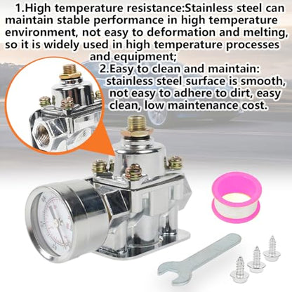 BARTOO 12-803 Adjustable Fuel Pressure Regulator with Gauge 4.5-9 PSI - size: 12-803
