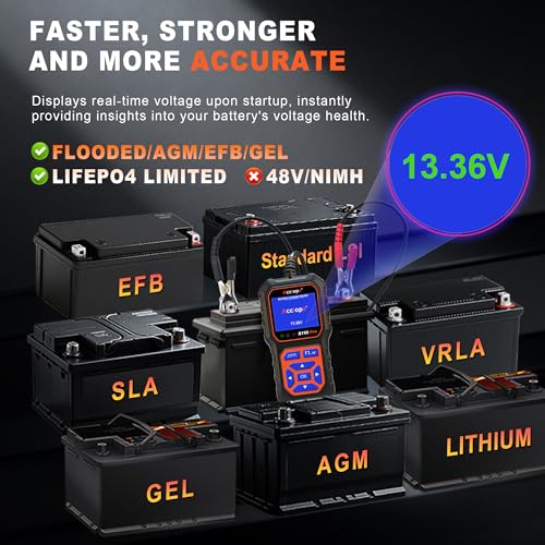 BT60 PRO 2–120Ah Battery Tester 6V/12V/24V 100–3000 CCA QR Report - color: Black-Orange