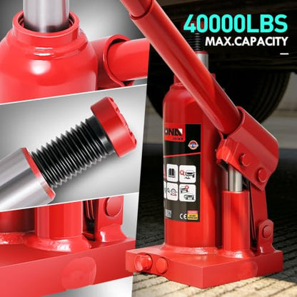 DNA Motoring 2 Tons Hydraulic Car Bottle Jack, Red, 4000 lbs Capacity - color: red, style: 2 ton