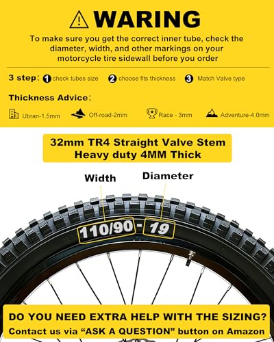 Heavy Duty 4mm Thick Motorcycle Inner Tube Replacement, 120/100-18" Tire Tube Compatible With 4.50-18，120/60-18，120/70-18，120/80-18，120/90-18 - size: 120/100-18