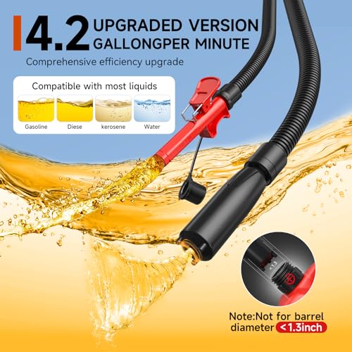 Fuel Transfer Pump with Auto-Stop,4.2 GPM electric gas can pump. - color: Red