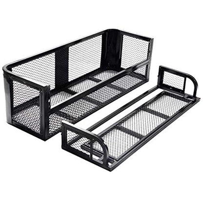 ATV/UTV Front and Rear Rack ATV/UTV Cargo Storage Basket, Universal Cargo Carriers Storage Rack with Mesh Design & Steel Construction, Heavy-Duty Detachable Luggage Carrier Basket - size: Front & Back Rack Set