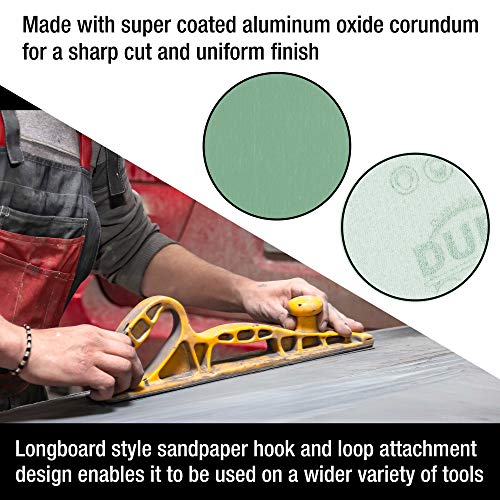 Dura-Gold Premium - 2000 Grit Green Film - Hook & Loop Backing Longboard Continuous Sandpaper Roll, 2-3/4" Wide, 12 Yards Long - For Automotive Detailing, Fine Color Sanding, Long Board Sander Blocks - size: 2000-Grit
