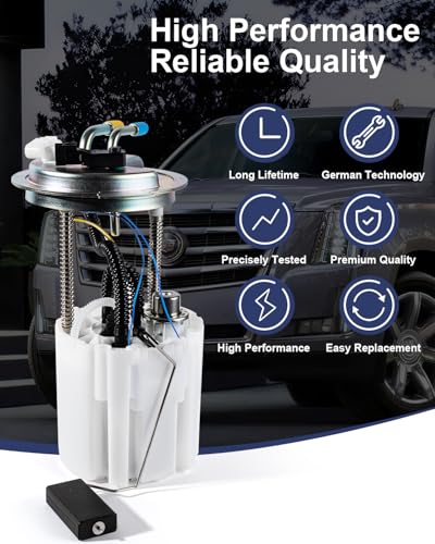 Electric Fuel Pump Assembly Compatible with Chevy Avalanche Suburban 1500 GMC Yukon XL 1500 Cadillac Escalade ESV EXT 2008-2014 V8 5.3L 6.2L 2 Tube Replace E3797M with Pressure Sensor O-ring